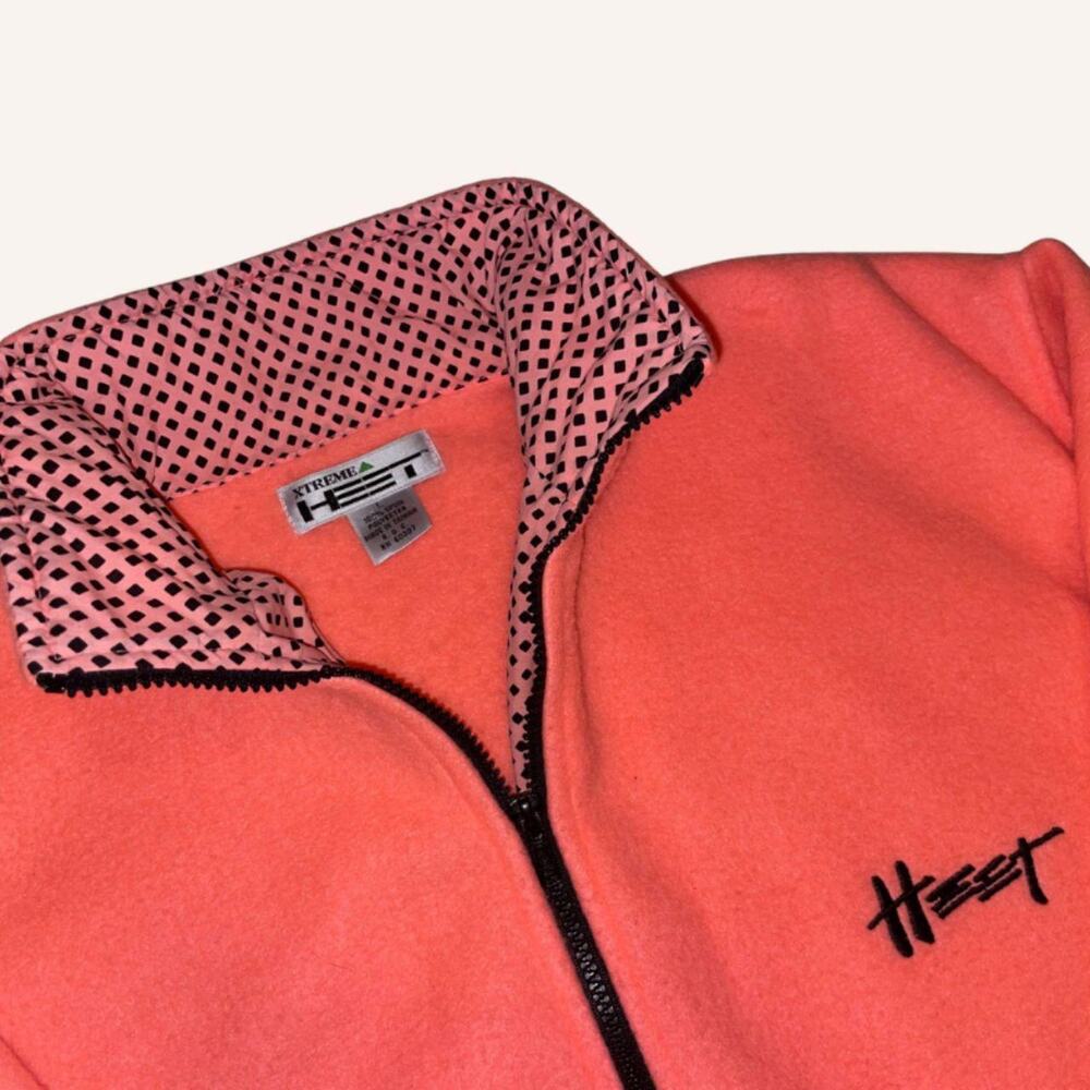 EXTREME HEET Fleece Pullover:  1/2 Zip, Hot Neon Pink-Orange